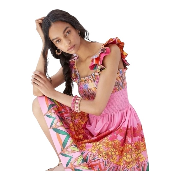 NWT Anthropologie Roopa Pemmaraju Tropical Print Ruffle Sleeve Sundress - Picture 2 of 10